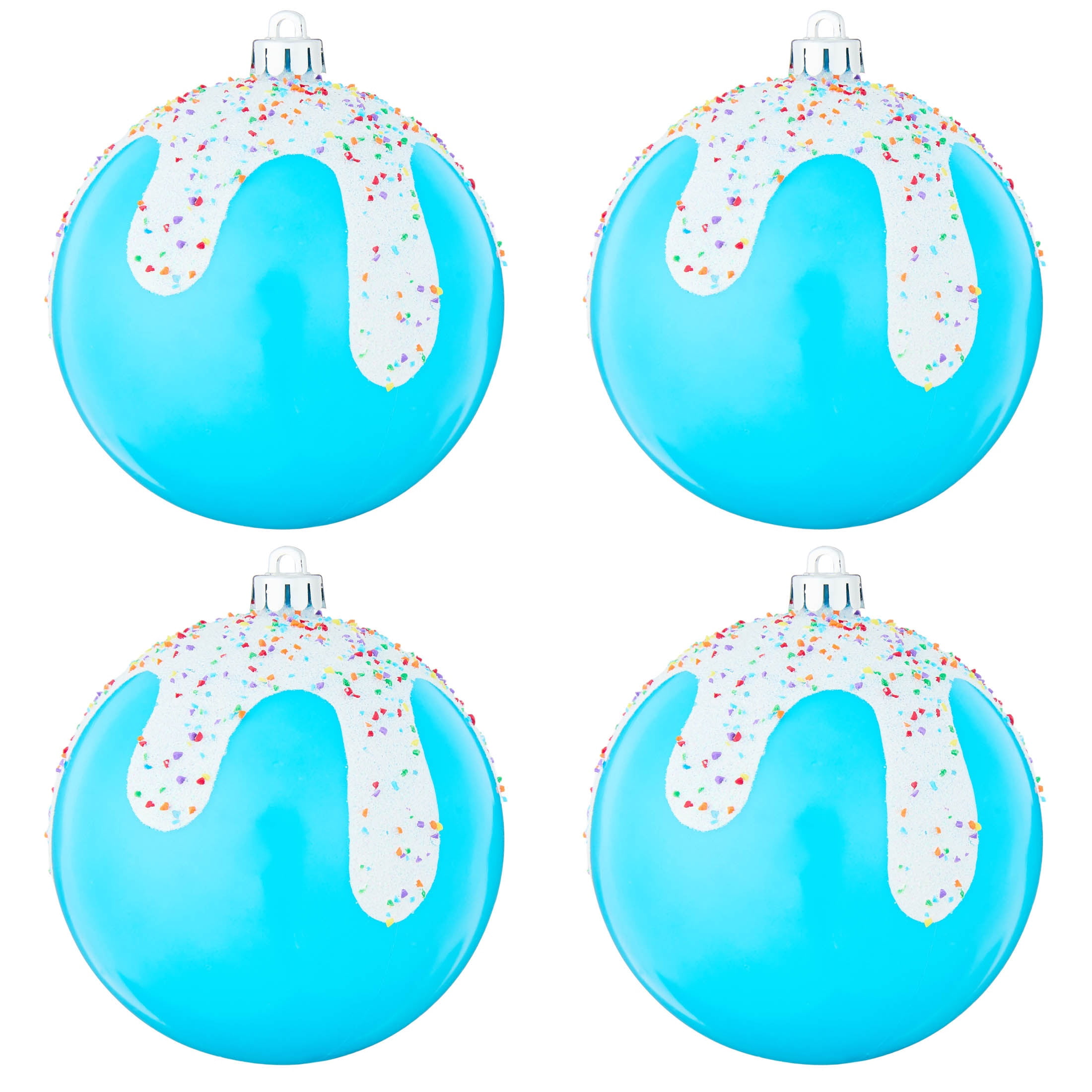 4-Count Blue Candy Ball Shatterproof Christmas Ornaments, 4", by Holiday Time