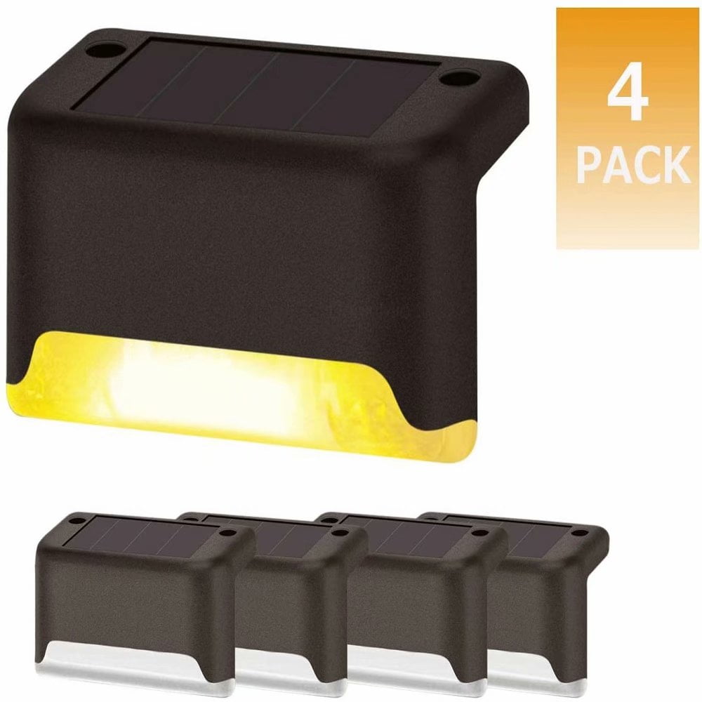 4 Packs Solar LED Ourdoor Lights, Solar Railing Light Stair Light Step