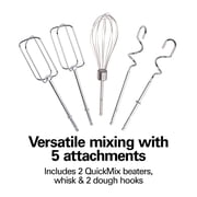 Hamilton Beach Electric Hand Mixer, 6-Speed Corded, 300 W, 5 Attachments and Snap-On Storage, Stainless Steel/Black