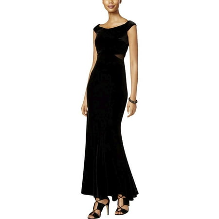 Xscape Womens Velvet Illusion Maxi Dress