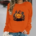 thumbnail image 2 of Meichang Chandails d'Halloween pour Femmes, Chandail à Imprimé Citrouille, Hauts de Fête, Automne, Manches Longues, Col Rond, Chandails Vintage d'Halloween, 2 of 7