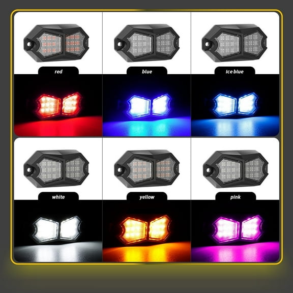 210 Degree Rock Lamp Led Marker Light 24 Wide-Angle SMD Chips 4m Extension Cables IP67 Waterproof Rock Light Flashing/Constant Light Modes 6000K LED Side Marker Light for Trucks Trailers SUVs UTVs