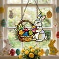 thumbnail image 4 of ddioayh Easter Bunny Suncatcher Stained Glass Style Acrylic Window Hanging with Chain 20cm Easter Spring Home Decor Religious Gift for Women, 4 of 6