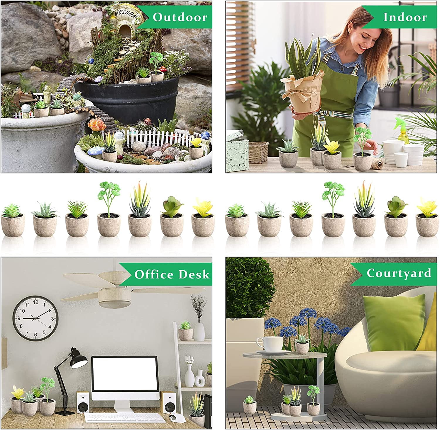 32 Pieces Mini Artificial Succulents Unpotted Realistic Fake Plants Colorful Faux Small Cactus for Garden Flower Kitchen Home Decor