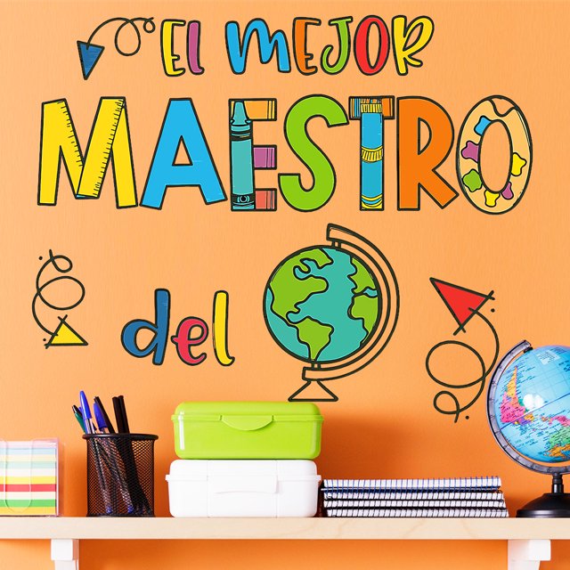 Adhesivo de pared «The Best Teacher» (PVC, 45 x 63 cm), multicolor