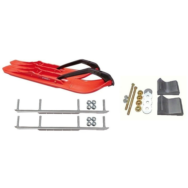 C&A Pro Red XCS Snowmobile Skis w/ 7.5" Shaper Bars Complete Kit