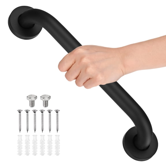 1-Pack 12 Inch Anti Slip Grab Bars, Stainless Steel Safety Shower Handle for Toilet/Elderly Assist Bath Handle [Black]