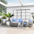 thumbnail image 2 of Lounge Sectional Sofa Chair Set, Rattan, Wicker, Light Grey Gray Light Blue, Modern Contemporary Urban Design, Outdoor Patio Balcony Cafe Bistro Garden Furniture Hotel Hospitality, 2 of 10