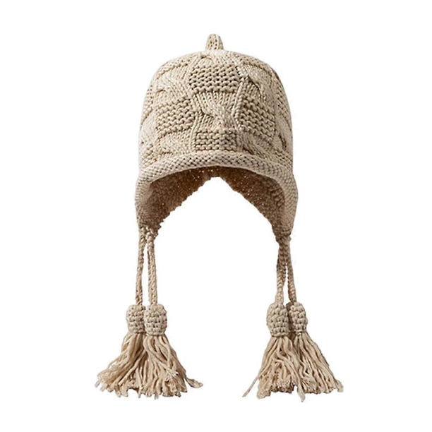 Christmas Knitted Beanie with Handmade Tassel Stretch Soft Decor for Home Travel School Playing