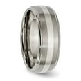 thumbnail image 4 of Auriga Fine Jewelry Titanium with Sterling Silver Inlay 8mm Ridged Edge Men's Band Size 11.5, 4 of 5