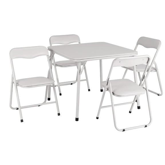 Black 5-Piece Kids Folding Table and Chair Set - Upholstered Metal Frame Activity Table Set for Eating, Reading & Playing
