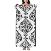 Cotton Bath Towels for Bathroom - Paisley Pattern Black White Microfiber Quick Dry Towels for Body Bath Sheets, Personalized Beach Towel, Soft Shower Towels for Travel Home Beach 27*55in
