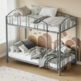 thumbnail image 4 of Metal Bunk Bed Twin Over Twin, Heavy Duty Bunkbeds Frame with Arched Guardrail and Safety Ladder, Sturdy Steel Bed , Space-Saving, No Box Spring Needed, Matte Gray, 4 of 7