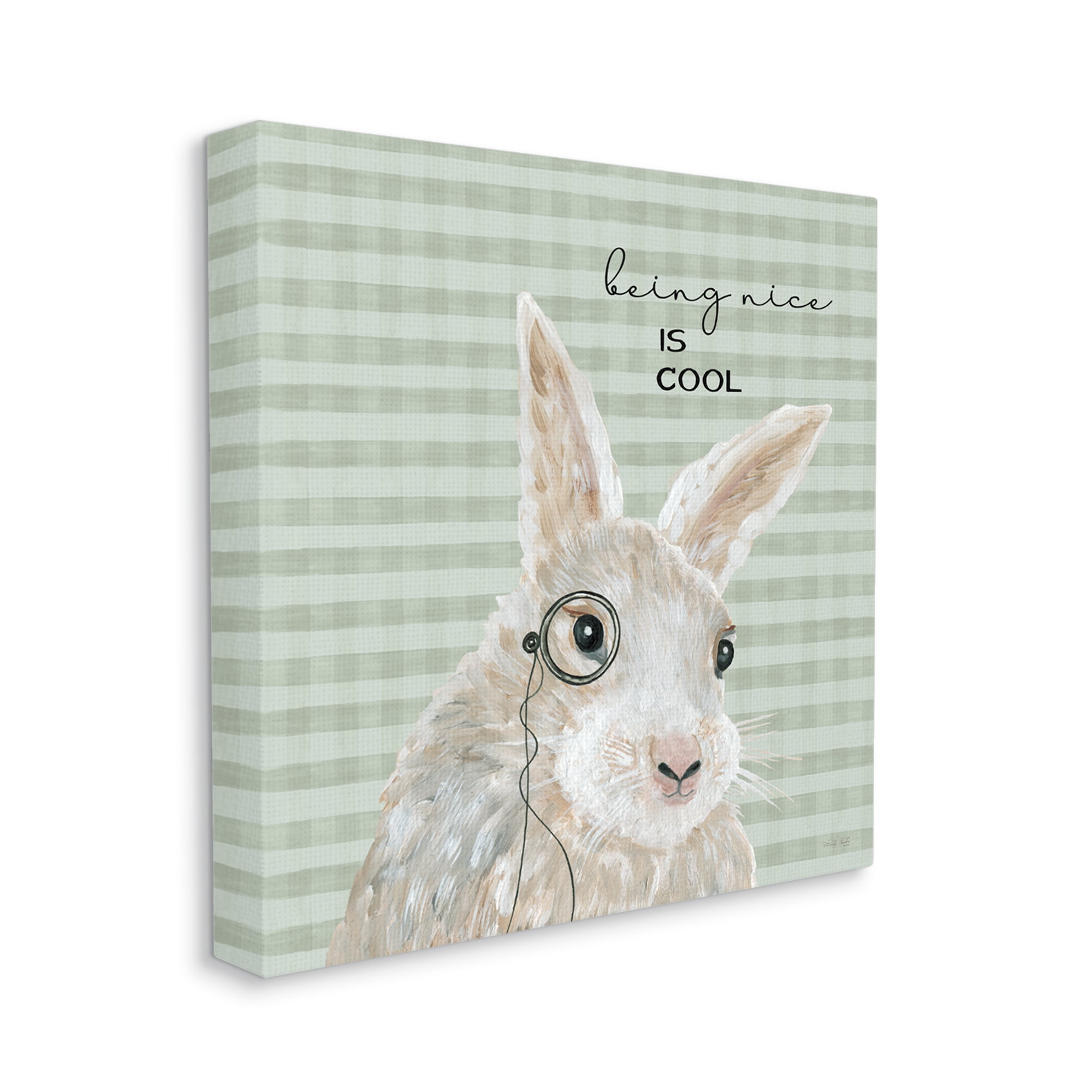 Stupell Being Nice Is Cool Gingham Bunny Animals & Insects Painting Gallery Wrapped Canvas Print Wall Art