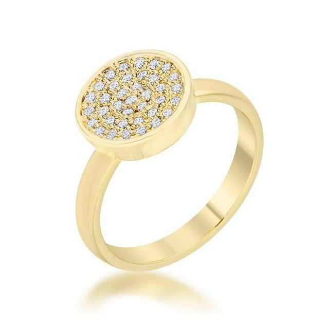 Womens Krystal 0.2 CT Cubic Zirconia 14K Gold Pave Circle Ring - Size 7
