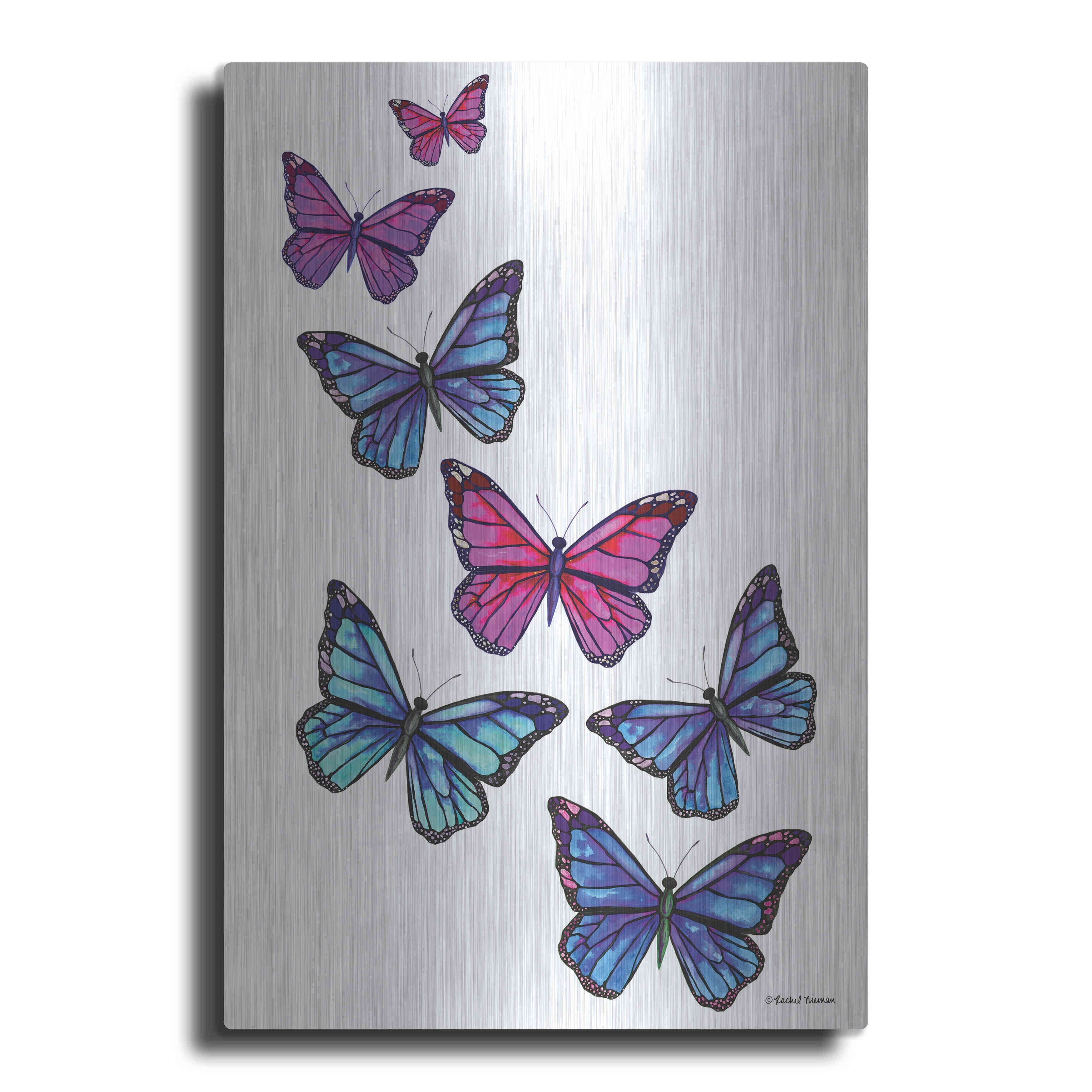 Vibrant Multicolor Butterflies Metal Wall Art, 12" x 16"