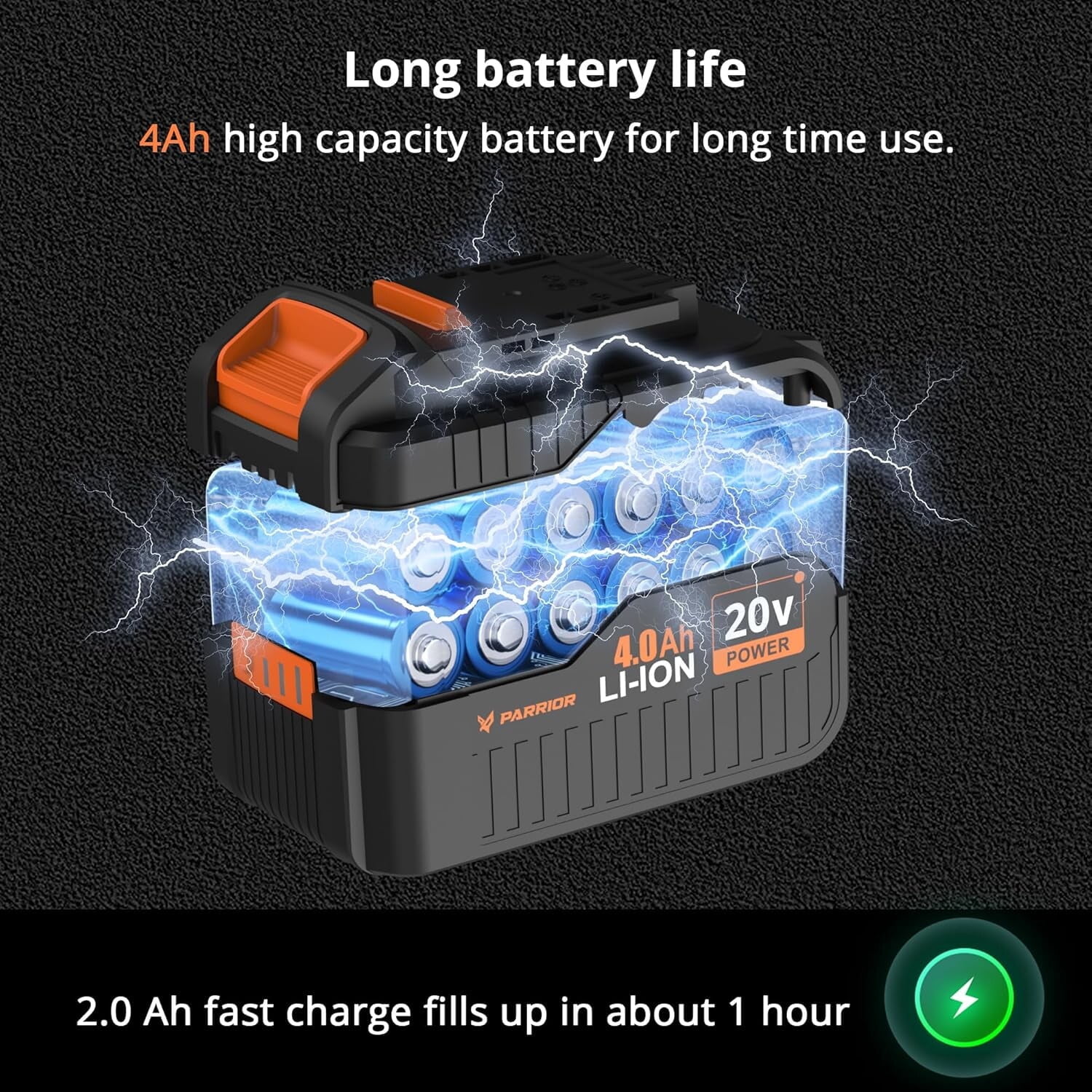 Parrior 20V Max Cordless Angle Grinder Kit, 8500RPM Brushless Motor, with 4Ah Battery & Fast Charger, for Cutting Polishing Grinding