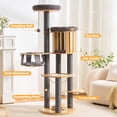 thumbnail image 3 of HITTITE Solid Wood Cat Tree Tower with Scratching Post, 61 Inches Tall Cat Towers with Capsule and Condo, Modern Cat Tower with Hammock and Removable Top Bed for Indoor Cats.Grey, 3 of 10