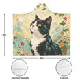 thumbnail image 3 of Vintage Cat Wearable Blanket Hoodies for Women Men Adults Cat Lovers Plush Lightweight Floral Cats Hooded Blankets for Home Bedding Decor Birthday Gifts 50X60 Inch, 3 of 5