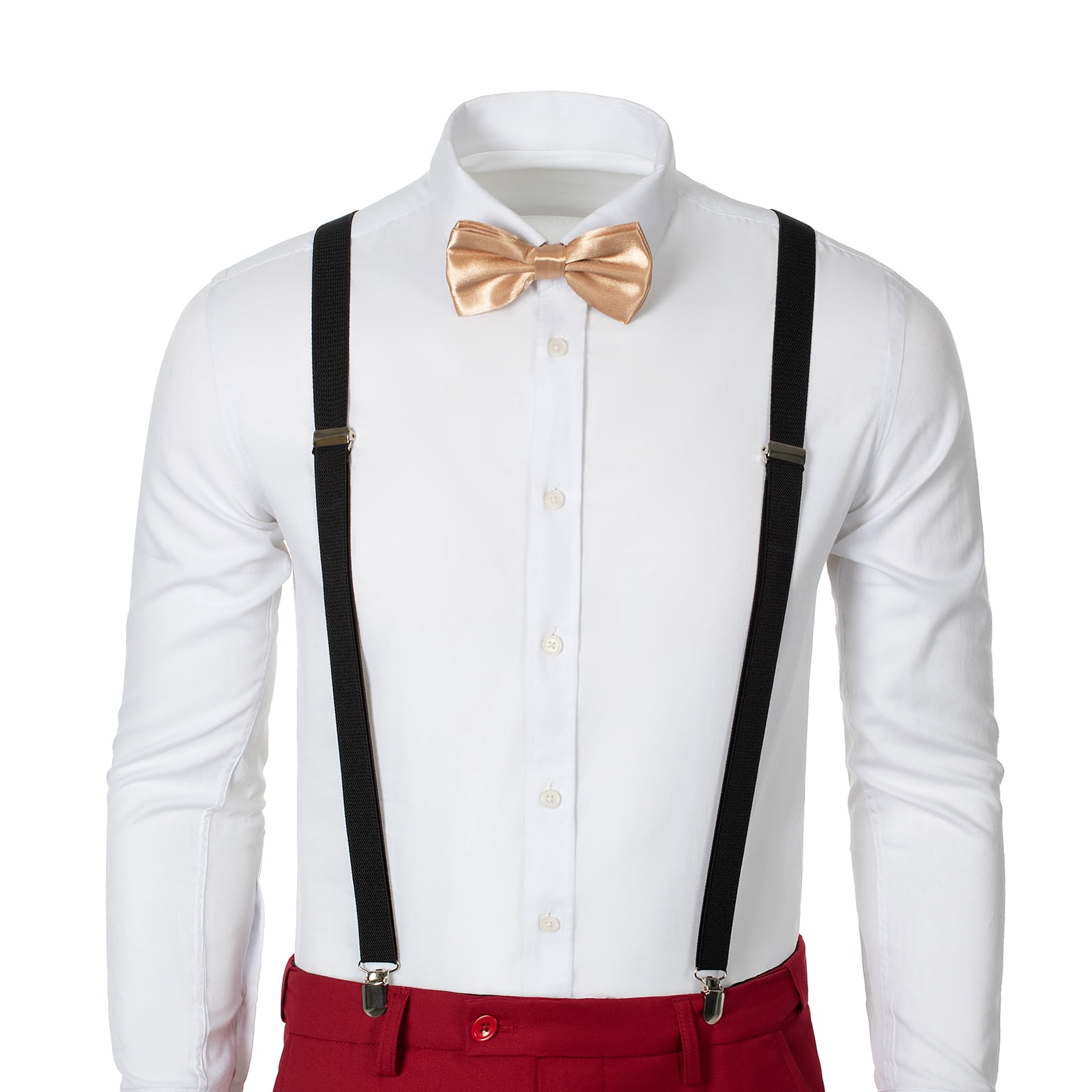ETHAN Suspenders for Men Adjustable Fashion 4 Pieces Set for Homecoming Red  L - Walmart.com
