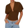 thumbnail image 2 of Top corto liso de verano para mujer, sin mangas, con escote en V profundo, corte ajustado, ideal para fiestas y playa., 2 of 5