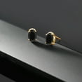 thumbnail image 5 of Gem Stone King 18K Yellow Gold Plated Silver Black Onyx and White Lab Grown Diamond Earrings for Women (1.46 Cttw, Gemstone Birthstone, Oval 7X5MM), 5 of 5