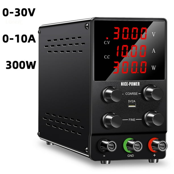 NICE-POWER 30v 10a Fuente De Alimentación Regulable Laboratorio 300W, Interfaz USB de 5V/2A, pantalla Led De 4 Bits
