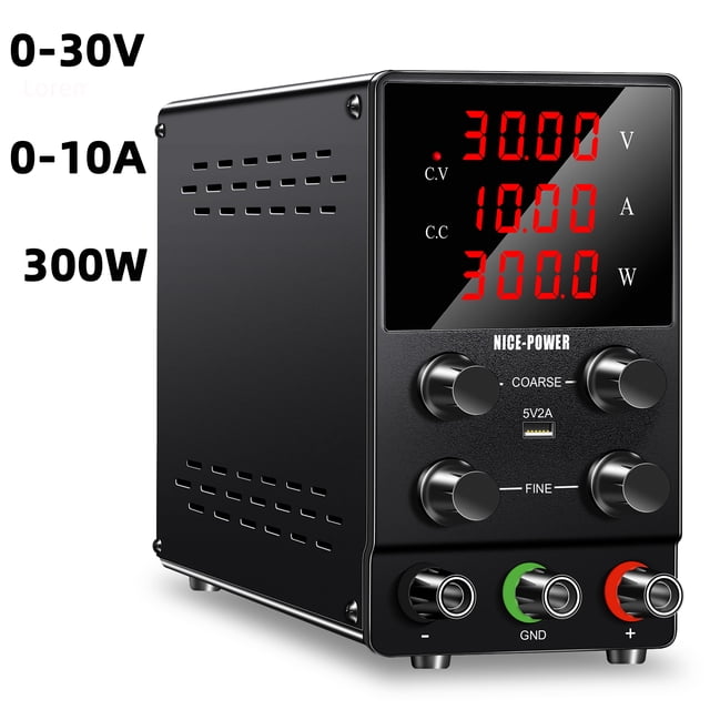 NICE-POWER 30v 10a Fuente De Alimentación Regulable Laboratorio 300W, Interfaz USB de 5V/2A, pantalla Led De 4 Bits