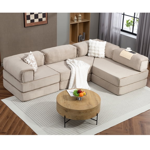 MEISSALIVVE 108" L-Shaped Modular Sectional Sofa with Chaise
