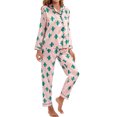 thumbnail image 2 of Women's Pajama Sets Long Sleeve Sleepwear Loungewear Sets 2 Pieces Leopard Stripe Fashion Simple Daily Vacation Satin Breathable Gift Lapel Pant Button Elastic Waist Fall Plus Size Womens Clothing, 2 of 8