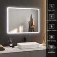 thumbnail image 4 of LED Bathroom Mirror, 28 x 20 Inch, Wall Mounted Vanity Mirror, Anti-Fog, Dimmable, Touch Sensor Switch Control, AC Plugin with 3 Colored LED Lights, Horizontal & Vertical - M1012, 4 of 4