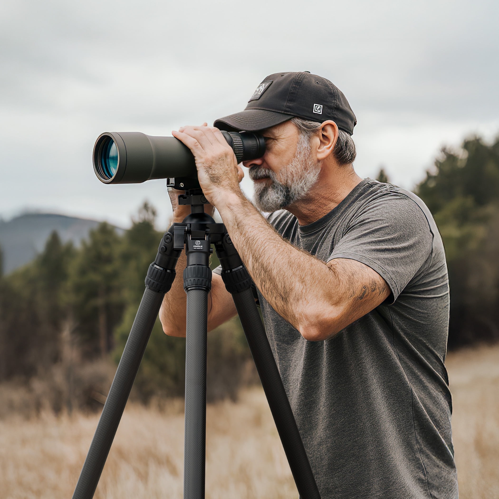 FANAUE Carbon Fiber Tripod with 65mm Ball Head, Inverted Leg Design for Stable Hunting and Shooting Support HTC-4030-65