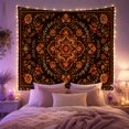 thumbnail image 2 of Symmetrical Floral Mandala on Dark Brown Background, Mystical Boho for Meditative Decor Enthusiasts, Ornate Wall Art, Housewarming Gift, Tapestry Wall Hanging for Bedroom and Living Room, 2 of 7