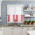 thumbnail image 6 of Half Window Curtains 24 Inches Long, Red Striped Window Treatment Curtain Drapes, Modern White Striped Abstract Art Aesthetics Short Curtains Tiers for Kitchen Over Sink, 27.5"x24", 2 Panels, 6 of 7