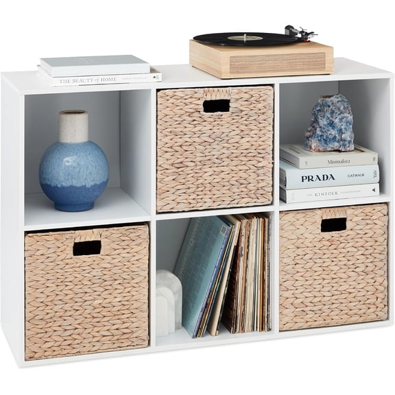 WILLYO 6-Cube Storage Organizer, 13.5in Shelf Opening, Bookcase, Display Shelf, Customizable w/ 3 Removable Back Panels – White