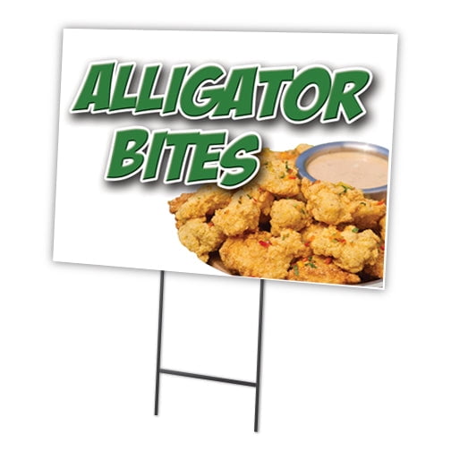 ALLIGATOR BITES 18"x24" Yard Sign & Stake | Advertise Your Business | Stake Included Image On Front Only | Made in The USA
