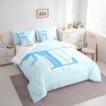 thumbnail image 4 of Manfei Bowtie Letter L 7 Pieces Bedding Comforter Set,Bowknot Monogrammed Theme Full Bedding Set,Blue Cartoon Bow Knot Fitted Sheet Flat Sheet For Girl Teens,Ultra Soft Bedroom Decor Reversible, 4 of 9