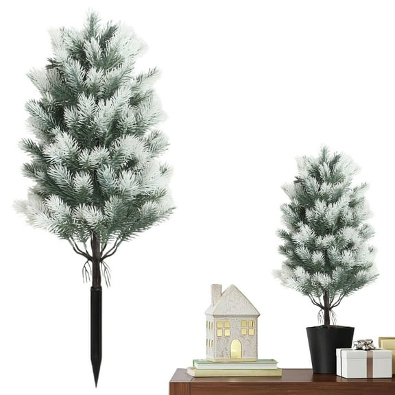 Artificial Cedar Topiary Trees with Ground Spike, Artificial Plants Outdoor, Faux Pine Shrubs Plants, Realistic Fake Plants Front Porch Decor, Artificial Bushes Cypress for Home Front Door Offices