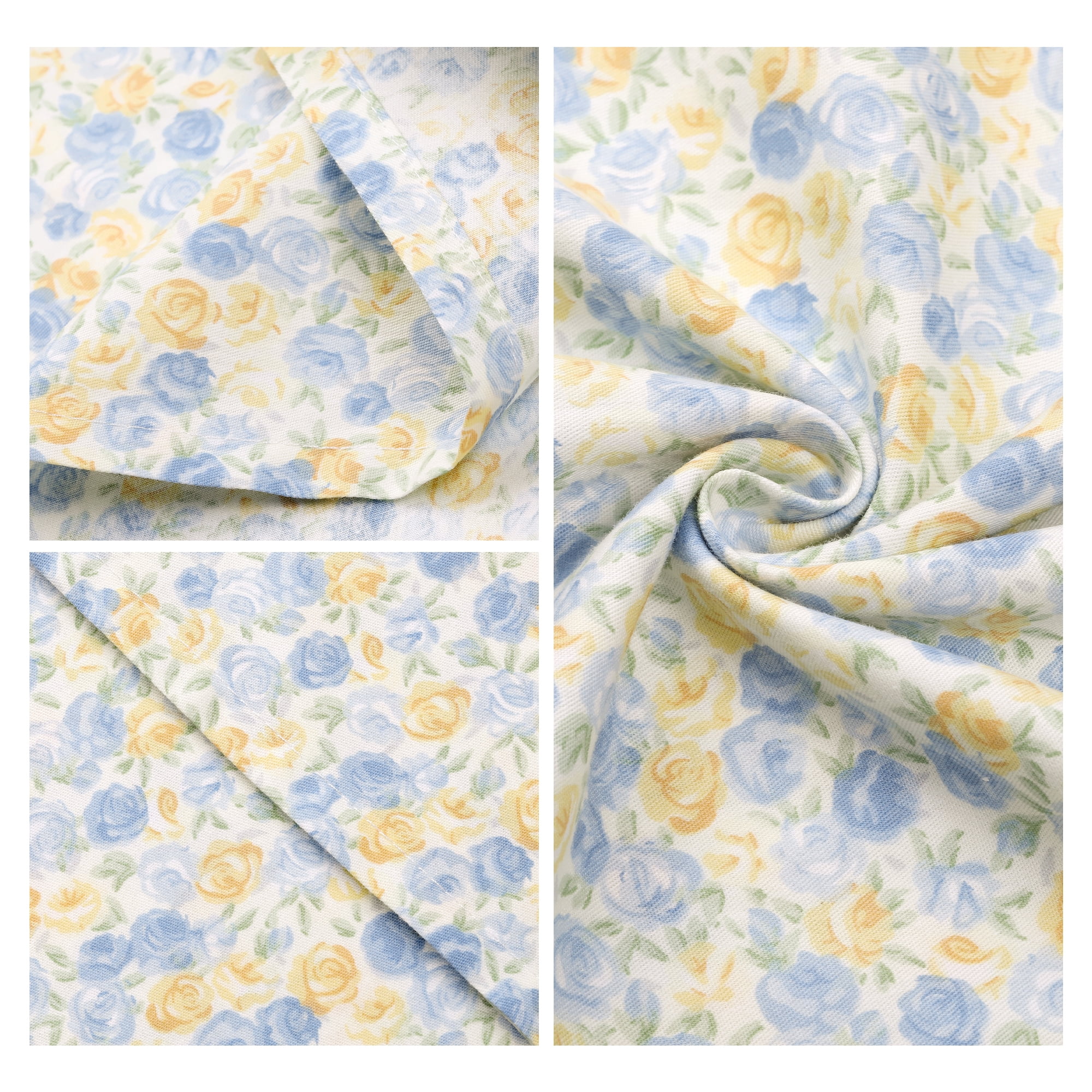 Unique Bargains 2 pcs Pillowcase for Hair and Skin Soft Cotton Floral Pillow Cases Yellow