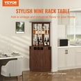 thumbnail image 2 of VEVOR Mueble de bar industrial de esquina, mesa de vino para licor y copas, aparador de buffet con soporte de cristal, armario de barra de cafe independiente de madera de granja, nogal negro, 2 of 9