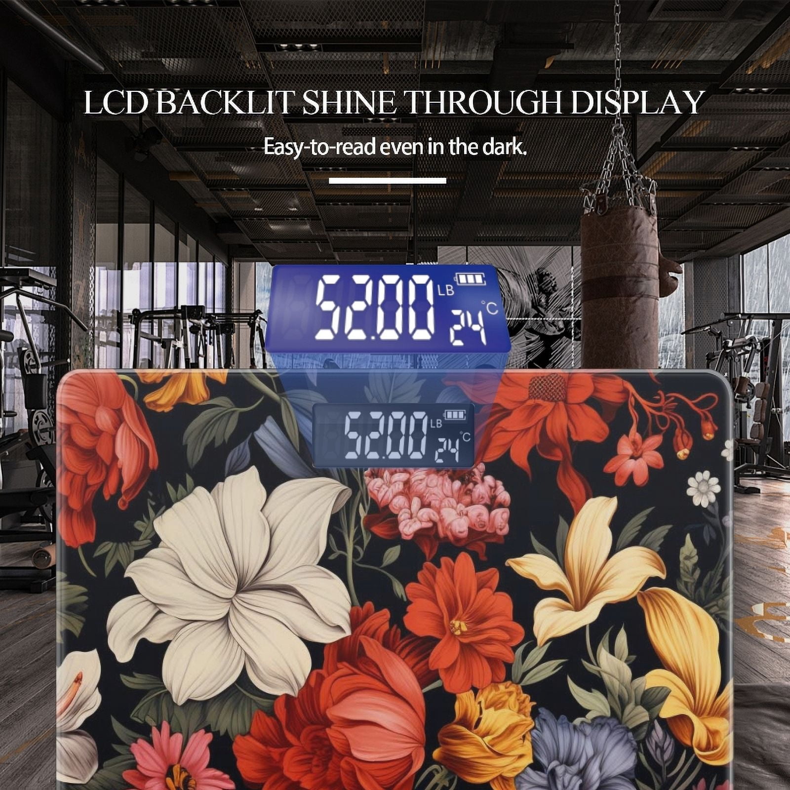 Bathroom Scale, Highly Accurate Digital Body Scale,Precisely Measures Weight up to 400 lbs-Various Sizes And Shapes Flowers