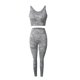 thumbnail image 1 of Gibobby Conjunto de pantalones de yoga Moda para mujer Europa y Unidos Cintura Cintura Compresión Conjunto de ejercicios Deportes Correr Yoga Sujetador Cintur(Gris,G), 1 of 5