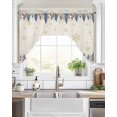 thumbnail image 2 of Beige Blue Christmas Kitchen Curtains Swag Valance for Windows/Bathroom/Cafe, Xmas Tree Elk Winter Snowflake Rod Pocket Drape Panel Swag Curtains Valance for Bedroom/Living Room 56"x36", 2 of 6