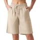 thumbnail image 2 of Pantalones Elásticos de la Cintura para las Mujeres de la Moda de Verano Sólido Medio Pantalones Cortos, Poliéster Casual, 2 of 4