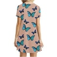 thumbnail image 6 of Lindreshi Summer Dresses for Women Clearance under 5.00 Women's Fashion Short Sleeve Print Round Neck Ladies Loose Mini Dress, 6 of 6