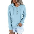 thumbnail image 3 of ManxiVoo Ladies Slim Fit Button Detail Hooded Sweatshirt for Autumn and Winter Comfort Wear XXXXL Size Light Blue, 3 of 9