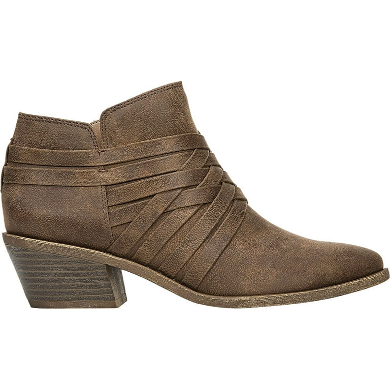 Women s Life Stride Prairie Ankle Bootie Brown Faux Leather 5.5 M Walmart