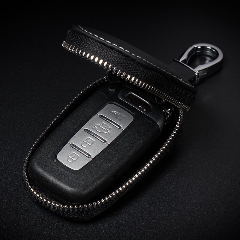 Étui Clé Voiture Cuir ASUDARO - Portefeuille Zip, 8x5x2cm, Protection Télécommande