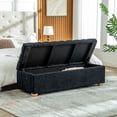 thumbnail image 3 of CQSXDA 60.2 Inch Wide Chenille Upholstered Storage Bench， Tufted Accent Ottoman for Living Room and Bedroom，Black, 3 of 8