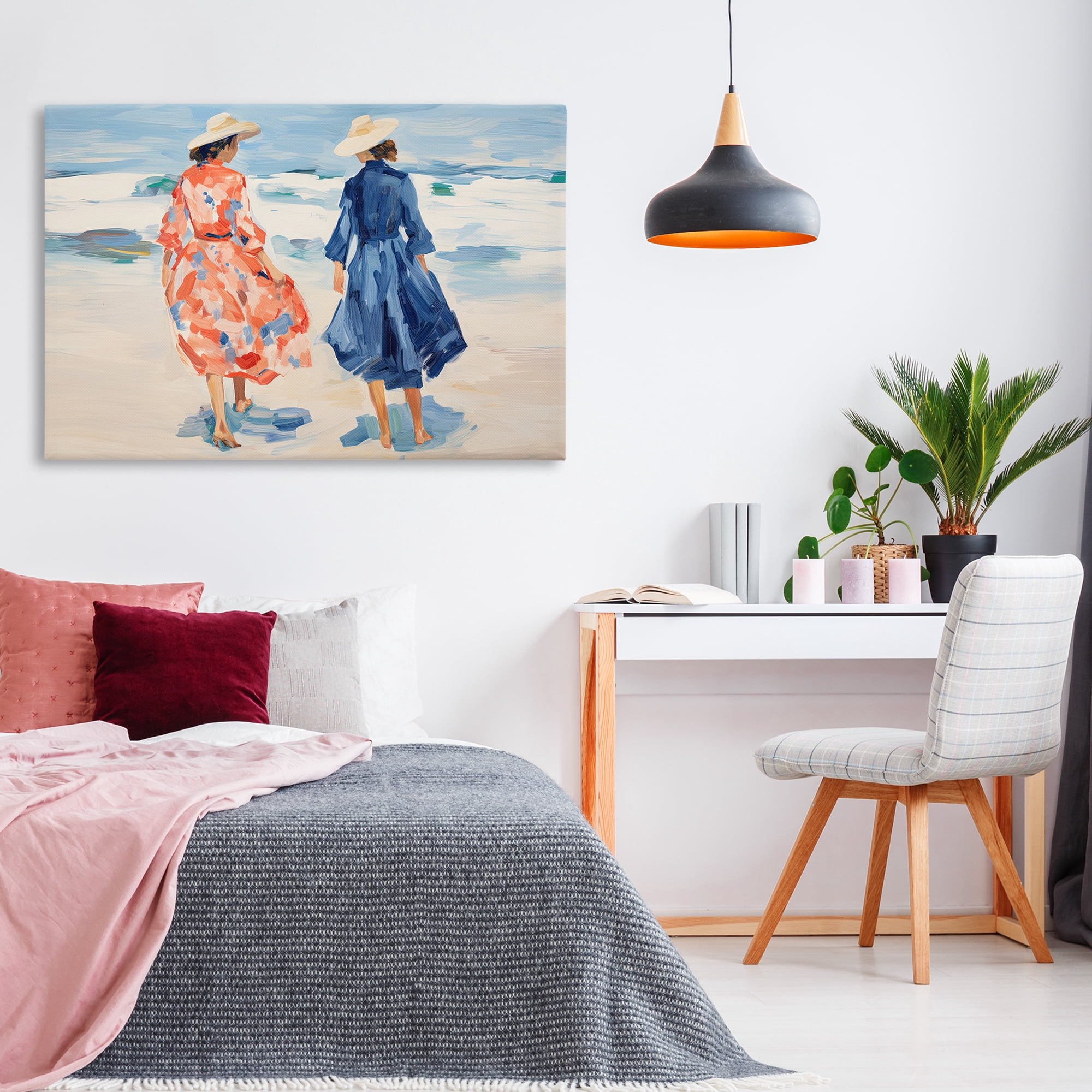 Stupell Industries Classy Beach Ladies People Painting Wrapped Canvas Art Print Wall Art, 45 x 30
